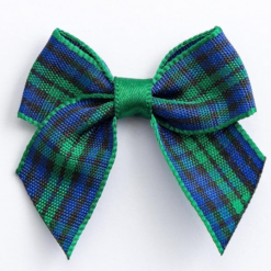 Green Blue Tartan Bow
