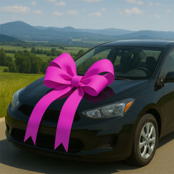 Bright Pink Ribbon Car Bow