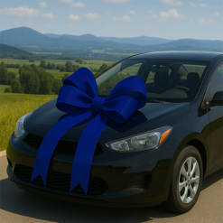 Navy Ribbon Car Bow