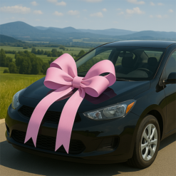 Pastel Pink Ribbon Car Bow