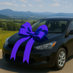 Purple Ribbon Car Bow