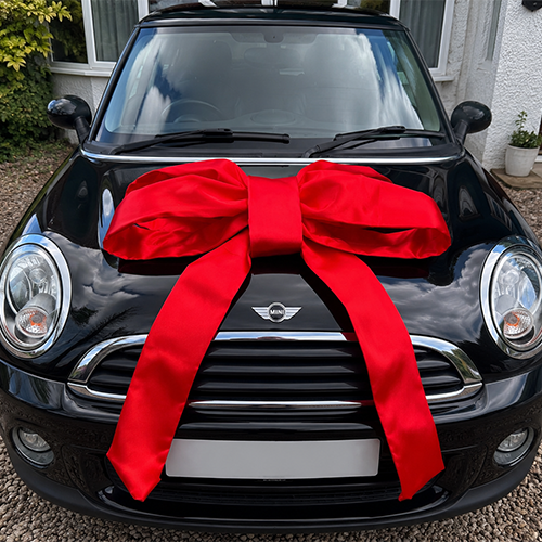Red Satin Ribbon Car Bow
