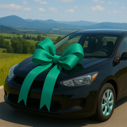 Teal Ribbon Car Bow