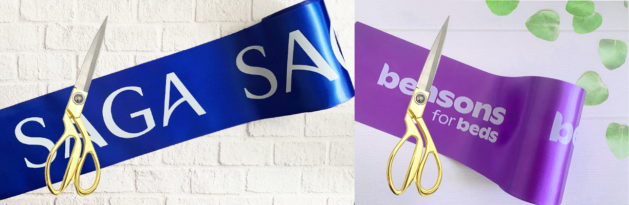 Branded Wide Ribbons With Scissors For A Grand Openings Next Day Delivery