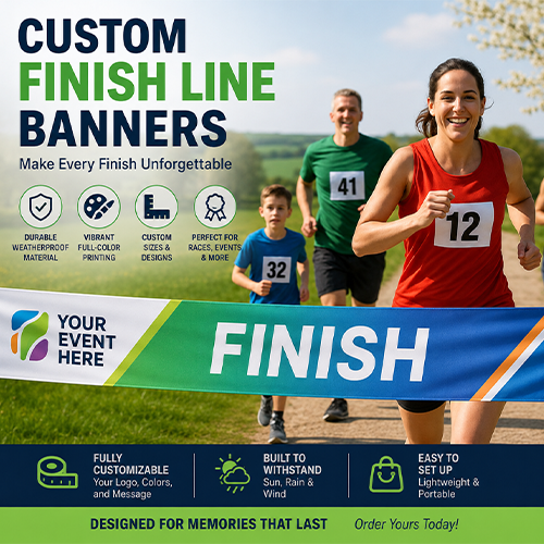 Custom Race Winners Finish Line Ribbons Weatherproof Custom Printed Next Day Delivery Events racing marathons