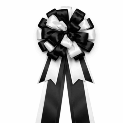 Black White Ribbon Satin Looped Bow bespoke quick delivery branded customised by personalised printed ribbons grand openings