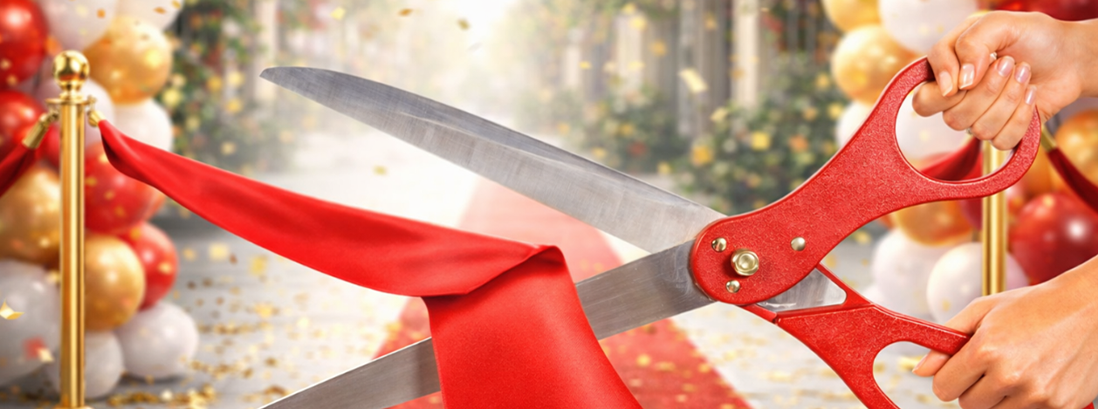 Grand Opening Ribbon Cutting Event Scissors Oversized Giant Big American Style Shears