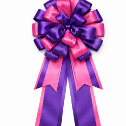 Purple pink Ribbon Satin Looped Bow bespoke quick delivery branded customised by personalised printed ribbons
