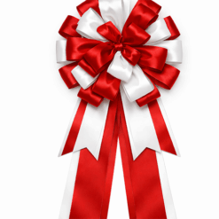 Red White Ribbon Satin Looped Bow bespoke quick delivery branded customised by personalised printed ribbons