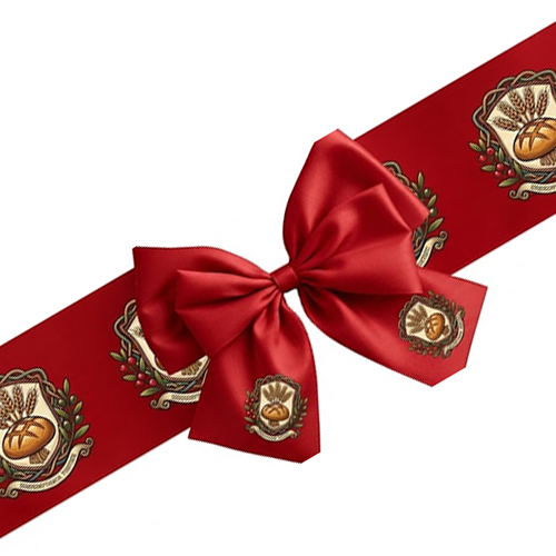 matching bow and ribbons branded full colour