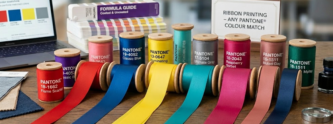 Pantone Match Ribbon Printing Grosgrain Satin Quick Delivery