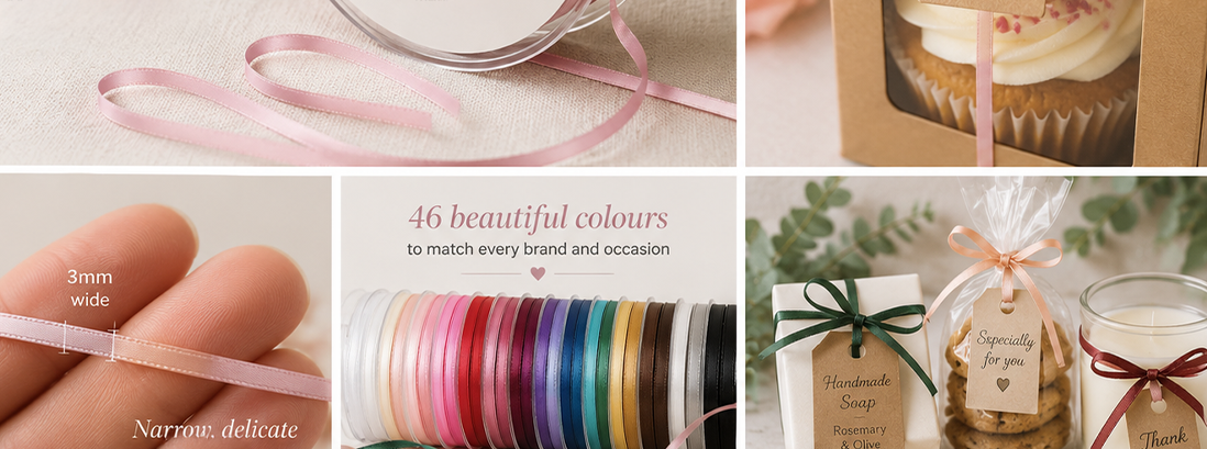3mm Satin Ribbons 50m Rolls Quick Delivery