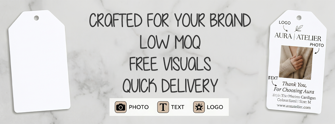 CUSTOM PRINTED SWING TAGS BY PERSONALISED PRINTED RIBBONS