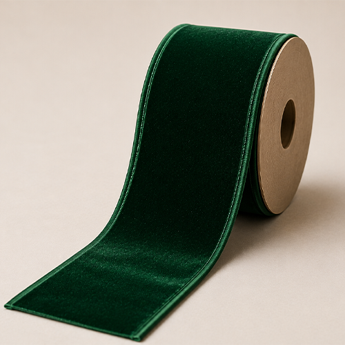 Green Wired Velvet Ribbon