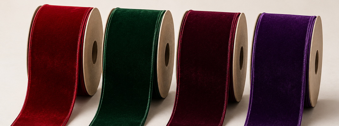 Wired Velvet Ribbons For Bows Gift Wrapping Festive Christmas