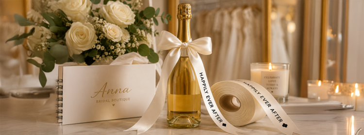 Happily Ever After Ribbon Printed For A bridal Shop