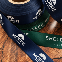 Personalised Navy Blue Satin Ribbon – Logo & Text Printing - Image 3