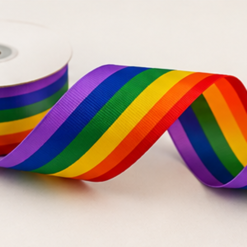 Rainbow Striped Ribbon – 10mm, 25mm & 35mm – 50m Roll