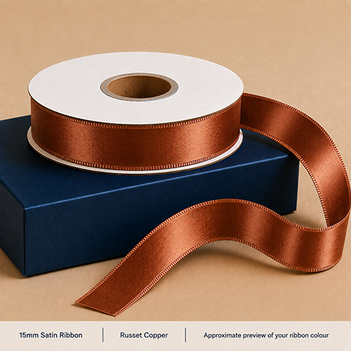Copper Printed Satin Ribbon 15mm