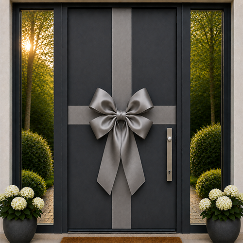 Dark Silver Door Bow Decorating Kit