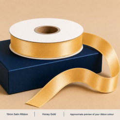 Honey Gold Printed Satin Ribbon 15mm