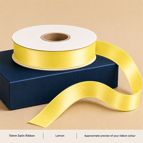 Lemon Printed Satin Ribbon 15mm