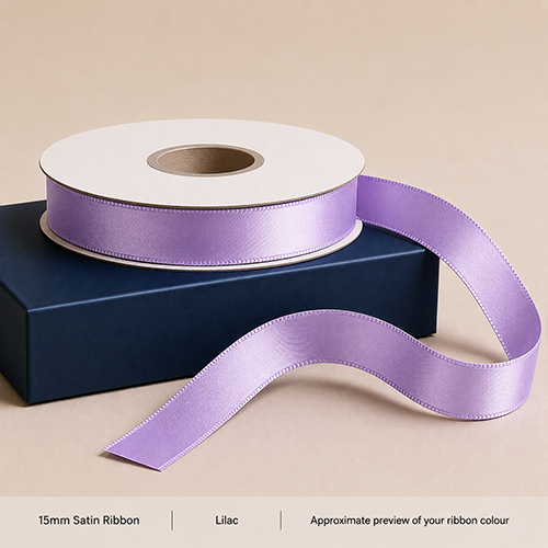 Lilac Printed Satin Ribbon 15mm