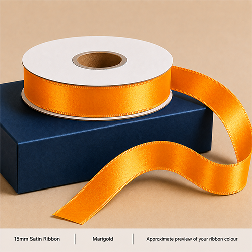 Marigold Printed Satin Ribbon 15mm