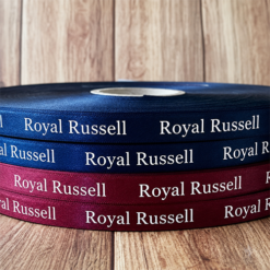 Navy Blue Ribbon White Text Print