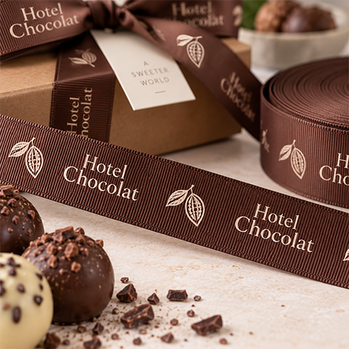 25mm printed grosgrain ribbon with custom branding